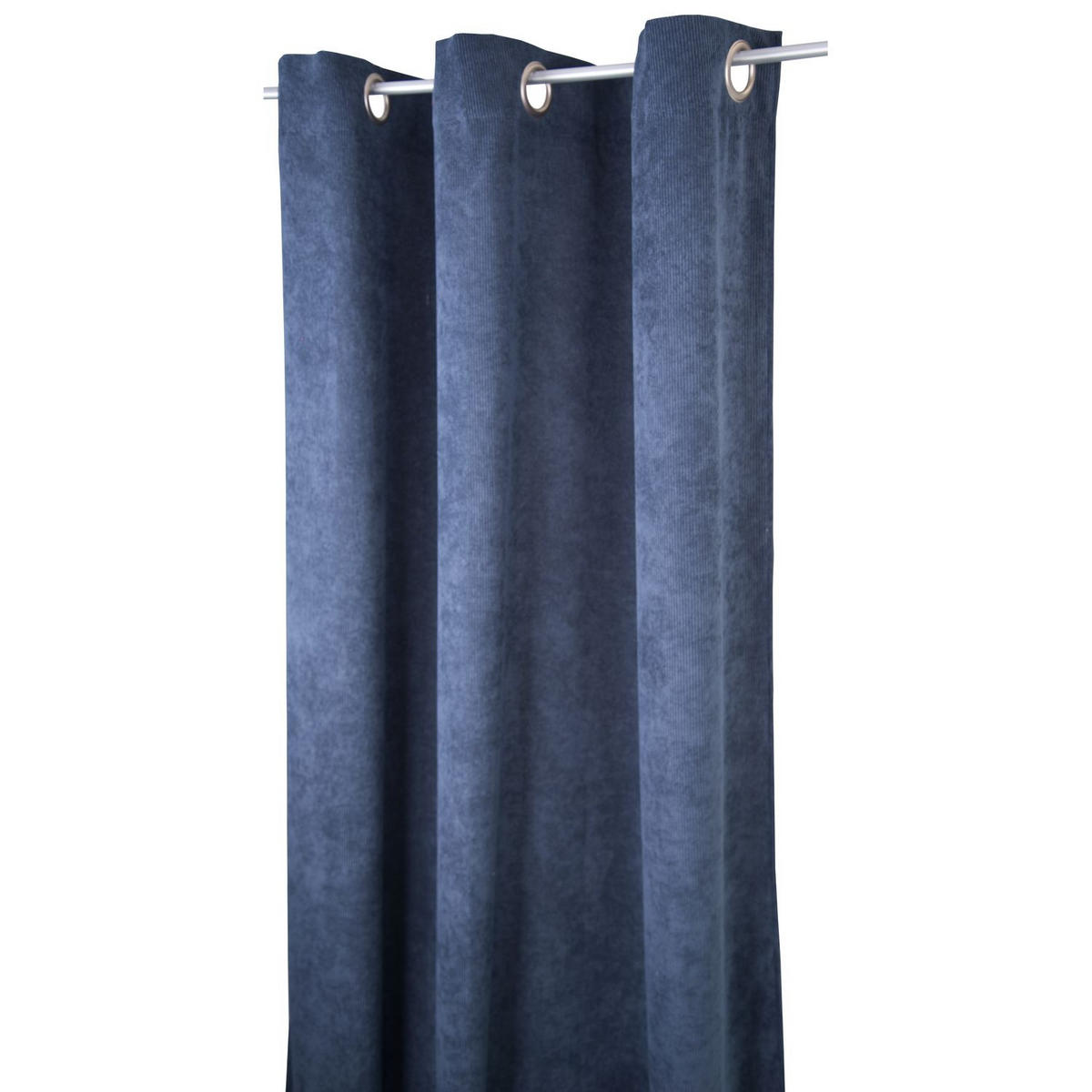 BLICKDICHTER ÖSENVORHANG CASUAL CORD - Blau, Textil (140/0.5/245cm) - Tom Tailor