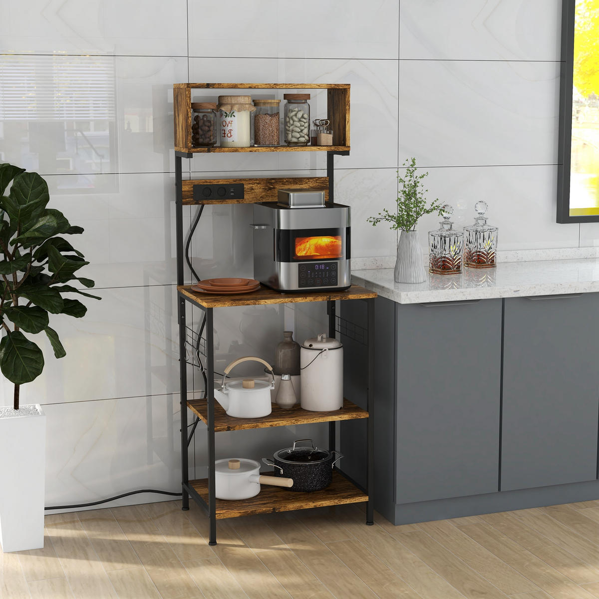 KÜCHENREGAL Braun 1 Stück - Braun, Holzwerkstoff (42/153/60cm) - GiPP