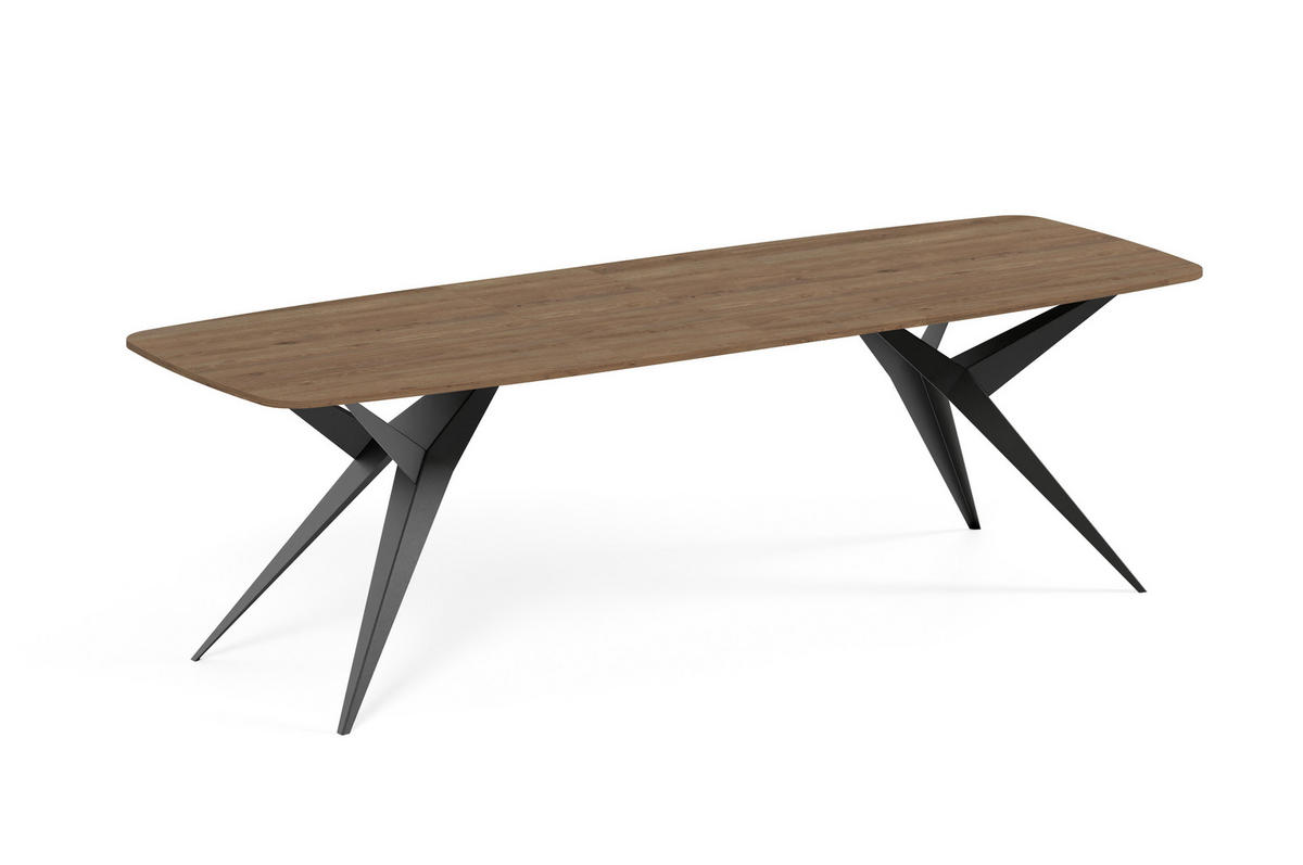 ESSTISCH AXIS - Wildeiche/Schwarz, Holzwerkstoff/Metall (90/180/76cm) - Meblini