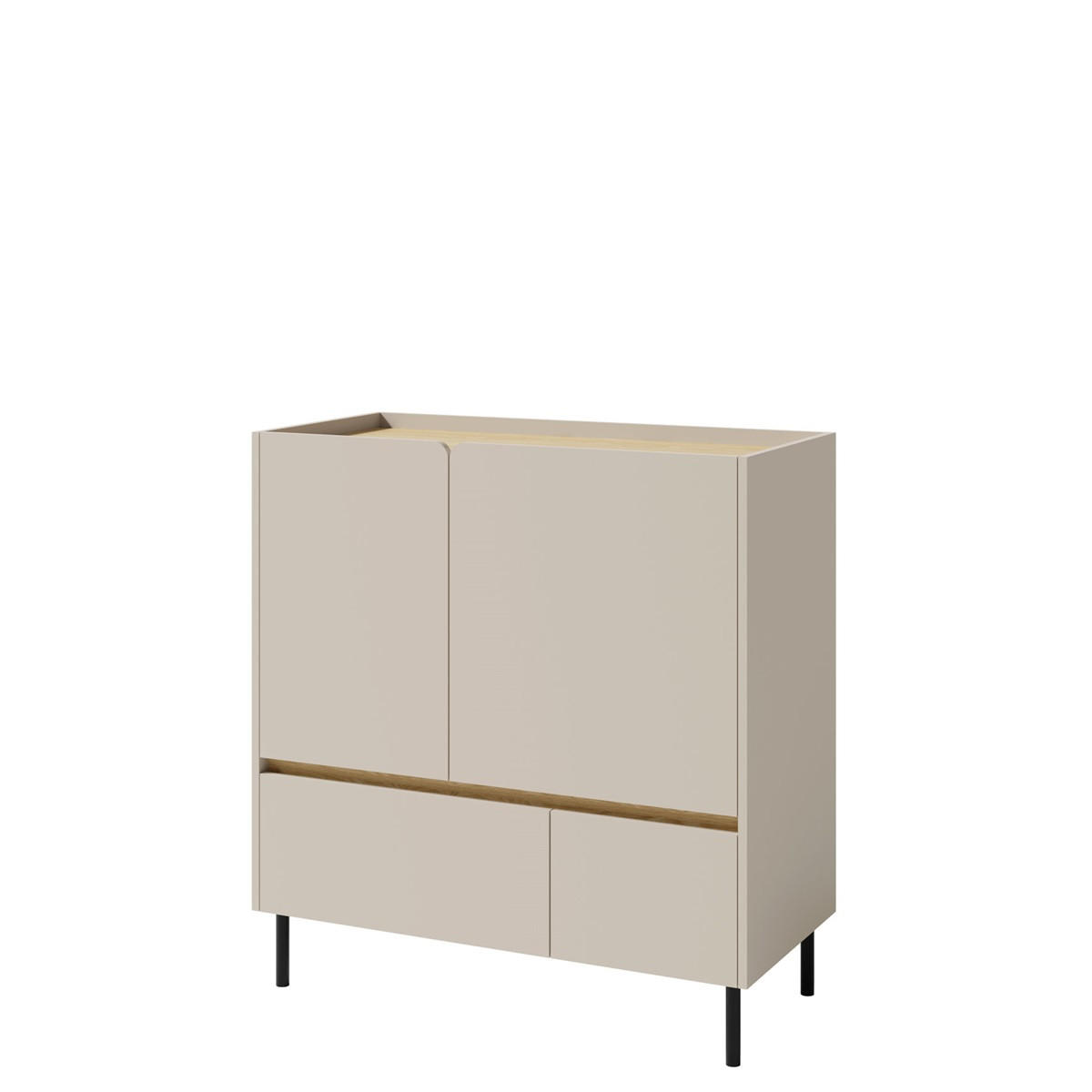 JUGENDZIMMER Laris Set C mit Bett 120 x 200 - Sandbeige / Eiche geölt - Eichefarben/Beige, Holzwerkstoff/Metall (145/195/50cm) - QMM TraumMöbel
