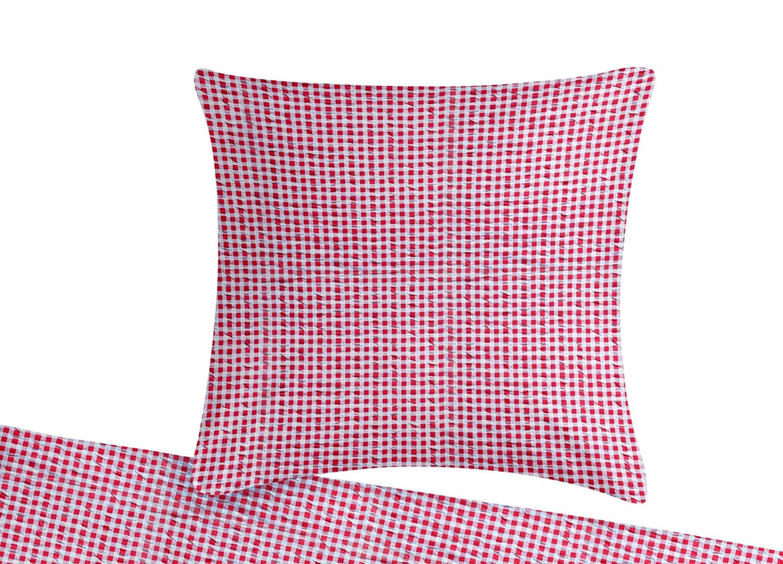 BETTWÄSCHE Seersucker 135x200 Rot kariert - Sommer Bettbezug aus 100% Baumwolle - Weiß, Textil (135/200cm) - Carpe Sonno