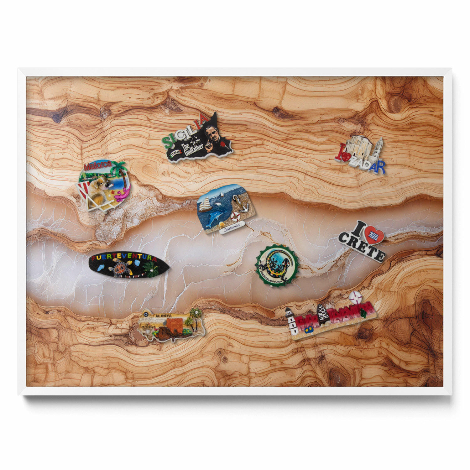 TULUP MAGNETICKÁ TABULE 80x60 cm bílý rám – Dřevěná struktura s pryskyřicí