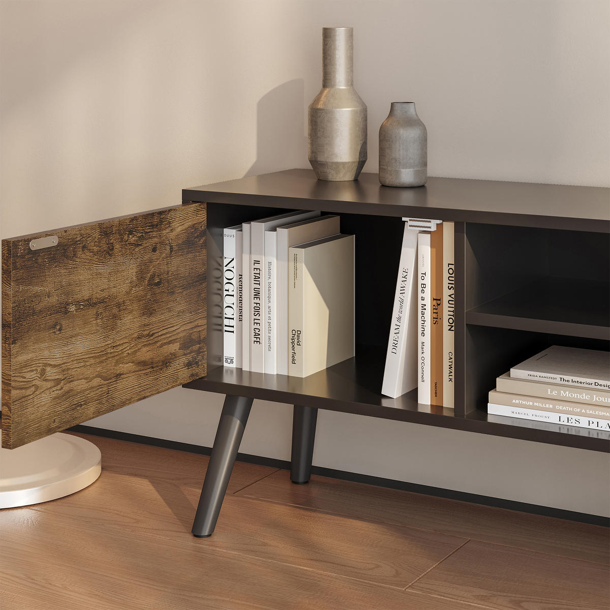 LOWBOARD Eskilstuna - Braun, Holz/Holzwerkstoff (120/46.5/29.5cm) - [en.casa]