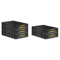 EUROBOX 5x NextGen Color 12x40x60 cm 23 Liter Griffe gelb zu, Schwarz - Gelb/Schwarz, Kunststoff (40/12/60cm) - PROREGAL