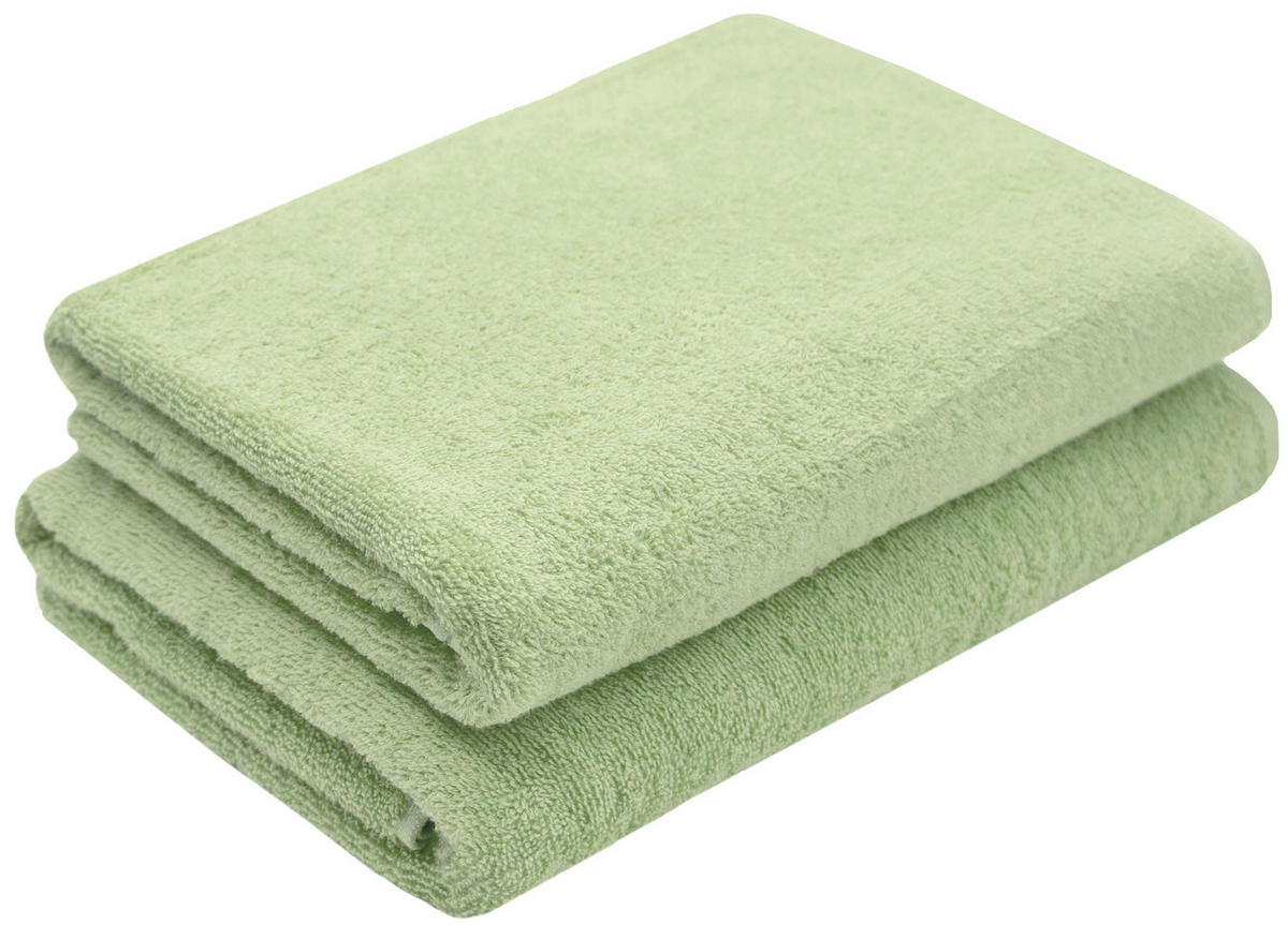 DUSCHTÜCHER, 2er-Set, 70x140 cm, 100% Baumwolle, Grün - Hellgrün, Textil (70/140cm) - Zollner
