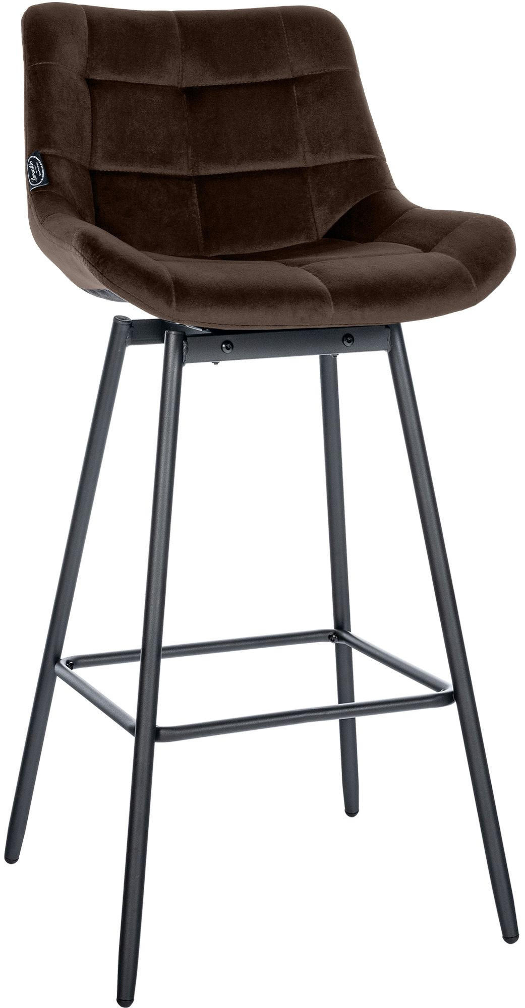 BARHOCKER Samt Braun - Schwarz/Braun, Textil/Metall (49/105/56cm) - CLP