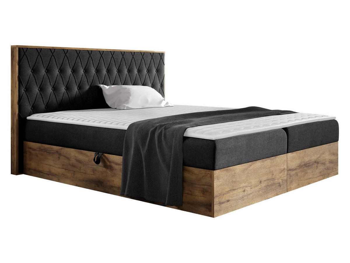 BOXBETT Wood 6 - Dunkelgrau, Holz/Textil (160/200cm) - MIRJAN24