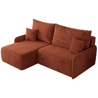 ECKSCHLAFSOFA ARPA L Orange Plüsch - links - Schwarz/Orange, Kunststoff/Textil (198/150cm) - MKS