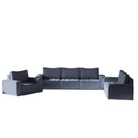 SOFASET Sande 3-2-1 In Raven - Blau, Holzwerkstoff/Textil (292/85/90cm) - Fun Möbel