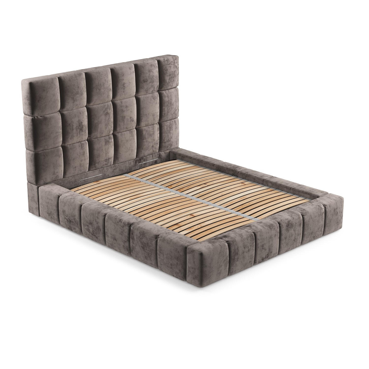 POLSTERBETT Kendal Tres Braun 200/200 cm im Chenille-Stoff - Schwarz/Naturfarben, Holz/Holzwerkstoff (200/200cm) - Maison de Reve