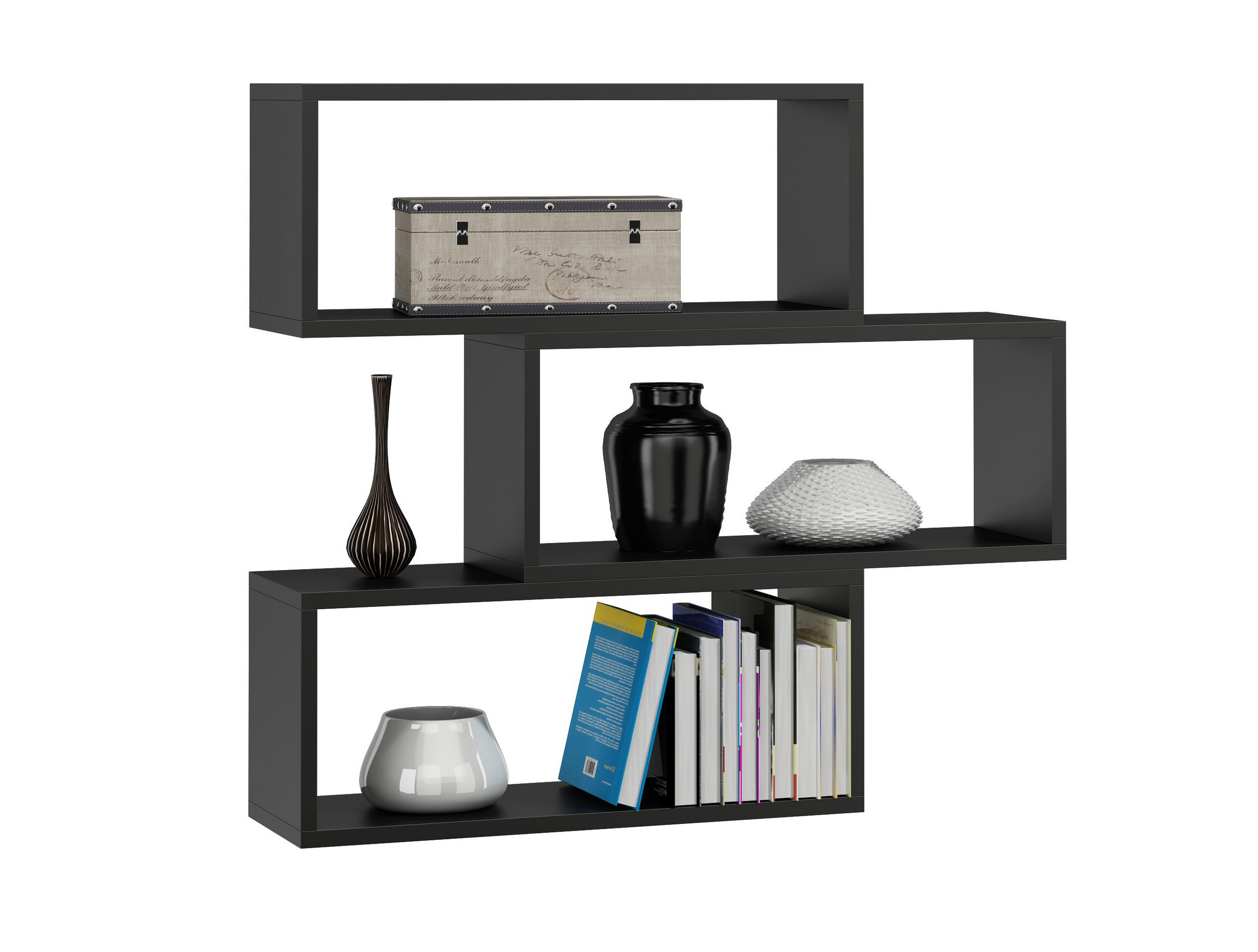 WANDREGAL Adam 3 Regalwürfel Schwarz 65/21/93 cm - Schwarz, Holzwerkstoff (65/93/21cm) - Matkam Möbel