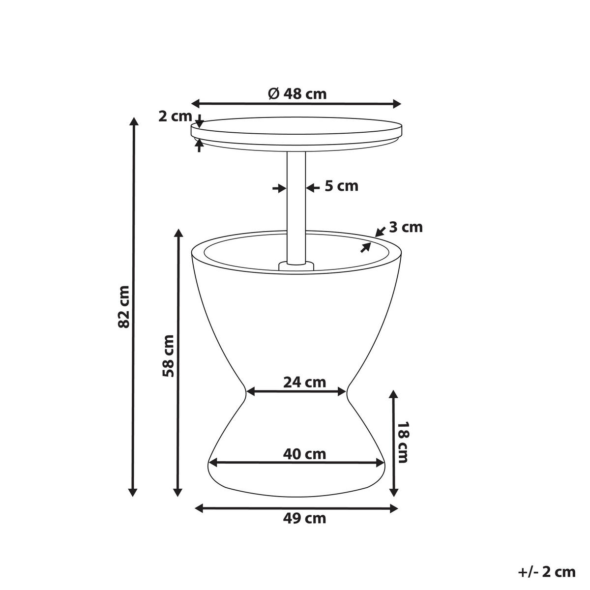 BEISTELLTISCH mit Kühlfunktion taupe rund 48 cm Aisa - Taupe, Kunststoff (49/49/58cm) - Beliani