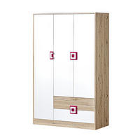 KLEIDERSCHRANK Nico 3 Eiche hell / Weiß-Farbapplikation Pink 120 / 50 / 190 cm - Hellbraun/Weiß, Holz/Holzwerkstoff (120/190/50cm) - Feldmann-Wohnen