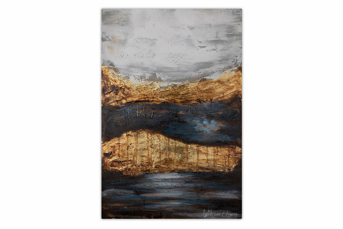 ACRYLBILD HANDGEMALT 60/90 cm - Blau/Grau, Holz/Textil (1.8/90cm) - KUNSTLOFT