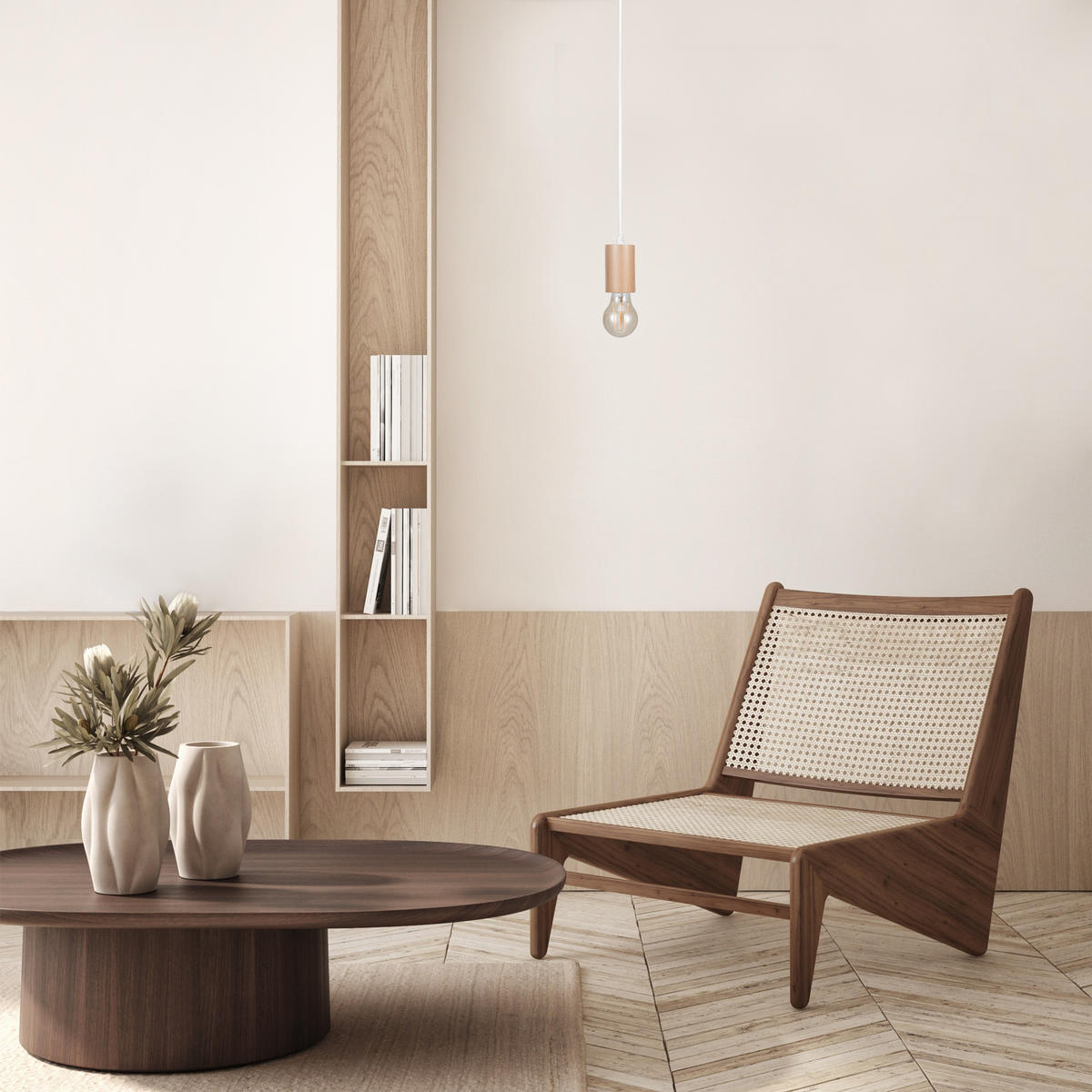 PENDELLEUCHTE Hugo - Naturfarben, Holz (5/5/8.4cm) - Paco Home