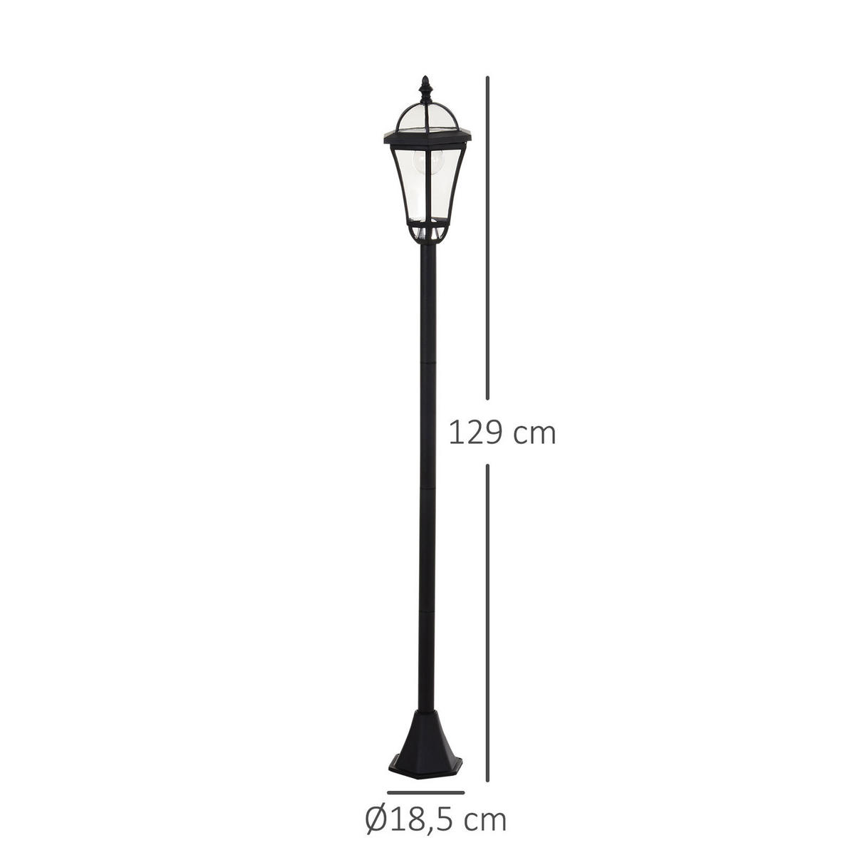 GARTENLATERNE, Schwarz, ABS (Kunststoff) - Schwarz, Kunststoff (18.5/129/18.5cm) - Outsunny