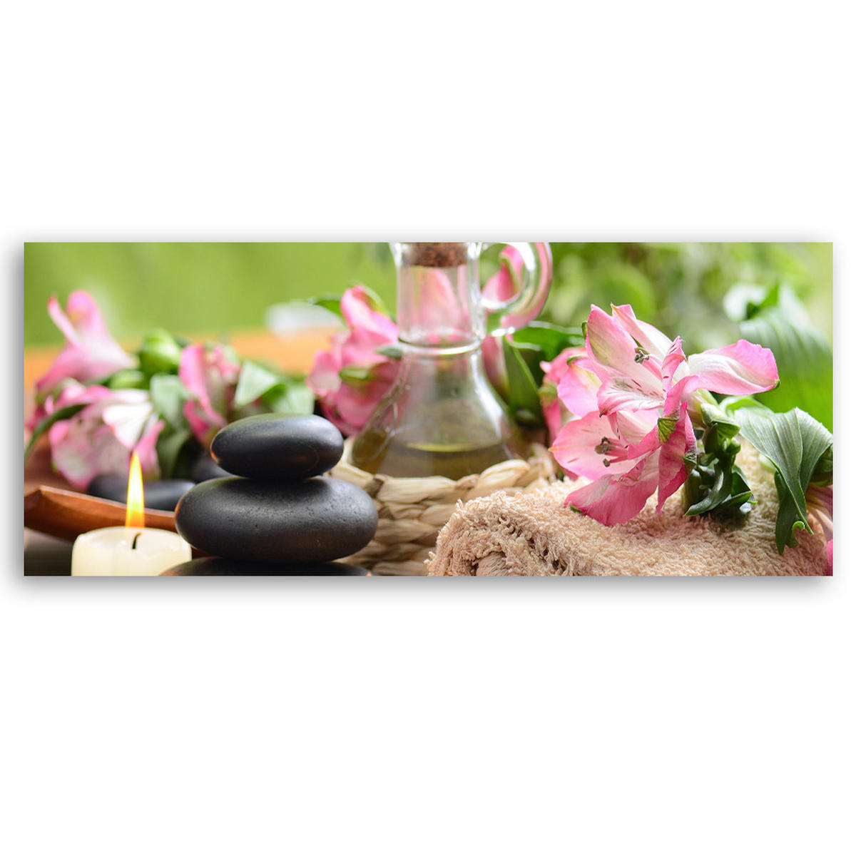 WANDBILD zen stones kerze handtuch - Pink, Textil (90/30cm) - Feeby