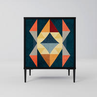 SIDEBOARD CRACKED ILLUSION, Schwarz, 57,5x42x72,5 cm, Schwarze Metallfüße - Multicolor/Schwarz, Holzwerkstoff/Metall (57.5/72.5/42cm) - SpaceRebels