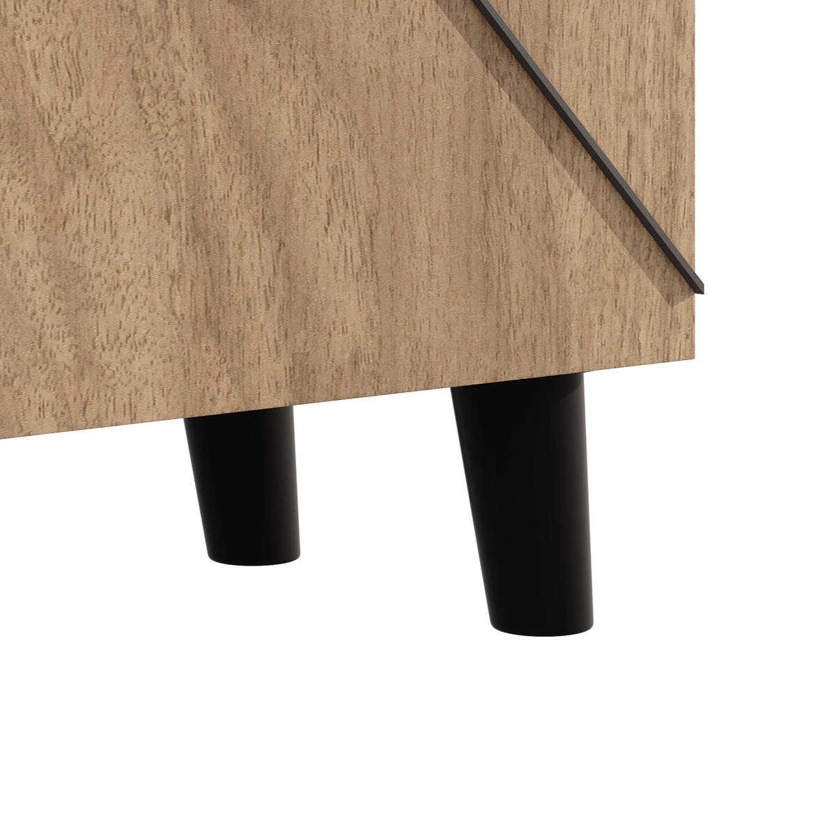 SCHUHSCHRANK in Naturfarben Schuhkommode mit Rattanmuster, 2 Türen und Ablagefläche für Eingangsbereich, B80/T32/H91cm - Schwarz/Naturfarben, Holzwerkstoff/Metall (80/91/32cm) - STILVORA