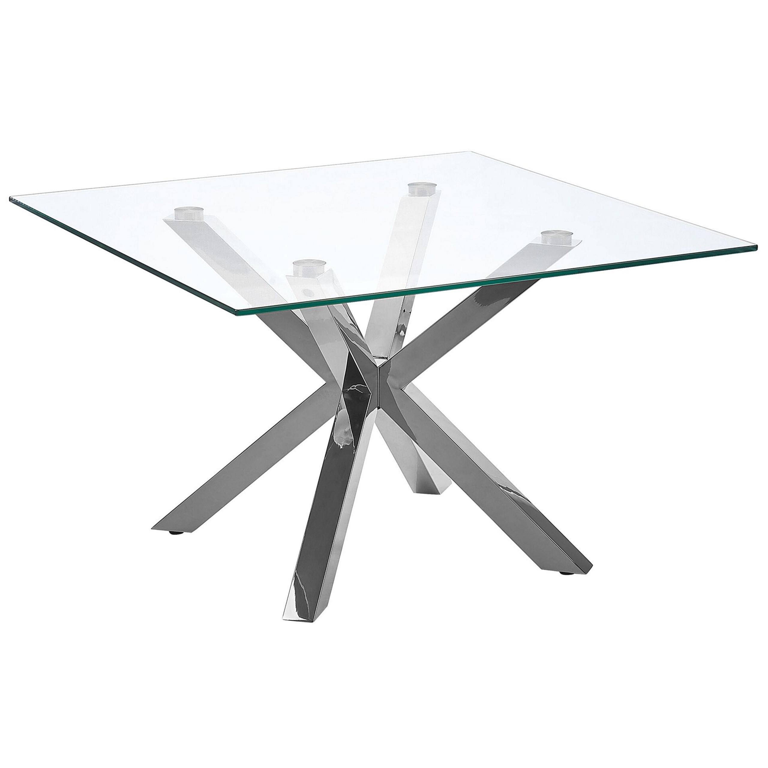 COUCHTISCH Glas Silber quadratisch 70/70 cm Starlight - Transparent/Silberfarben, Glas (70/70/44cm) - Beliani