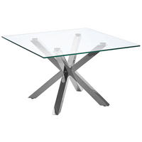 COUCHTISCH Glas Silber quadratisch 70/70 cm Starlight - Transparent/Silberfarben, Glas (70/70/44cm) - Beliani
