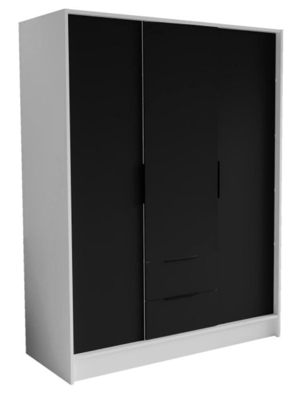 SCHRANK Weiß Nikola Mit Verstellbaren Regalen 150 cm - Schwarz/Weiß, Holzwerkstoff (150.5/200/51cm) - Sepro Meble