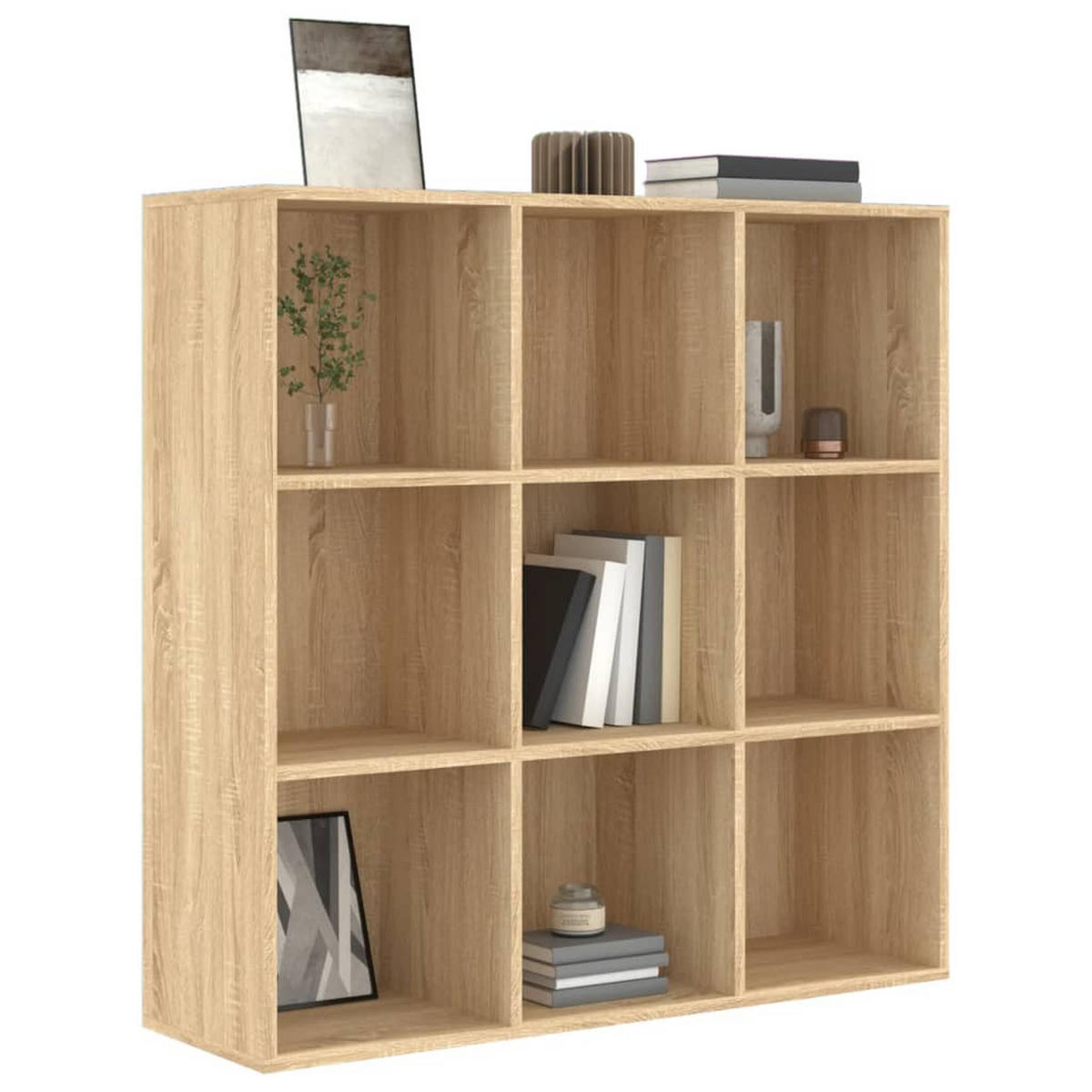 BÜCHERREGAL mit 9 Fächern 98/29/97,5 cm aus Holzwerkstoff Sonoma-Eiche Dekor - Sonoma Eiche, Holz (98/98/30cm) - vidaXL