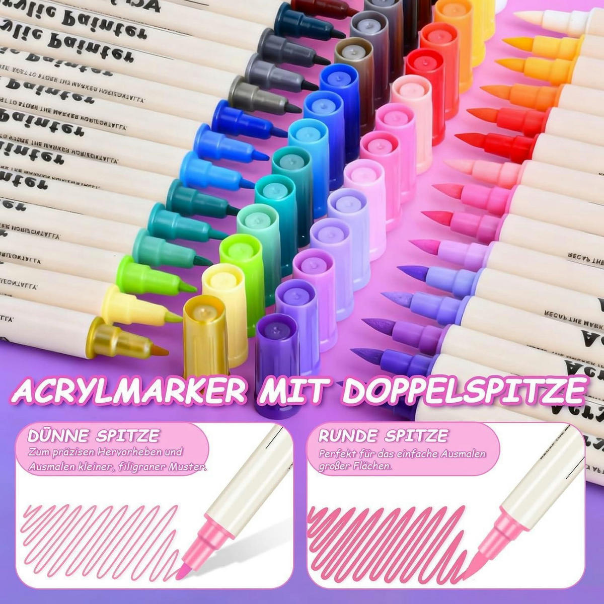 ACRYLSTIFTE Set 24 Farben mit Doppelspitze - Multicolor, Kunststoff (1/1/17cm)