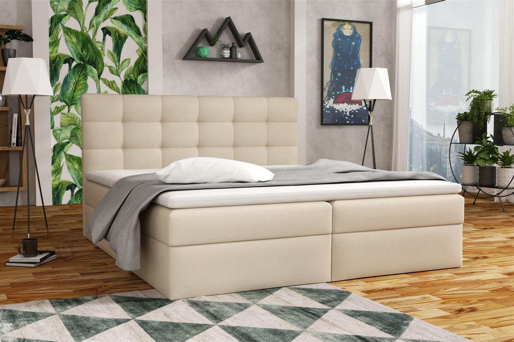 BOXBETT Doriano In Kunstleder Soft - Beige, Holzwerkstoff/Textil (120/200cm) - Fun Möbel