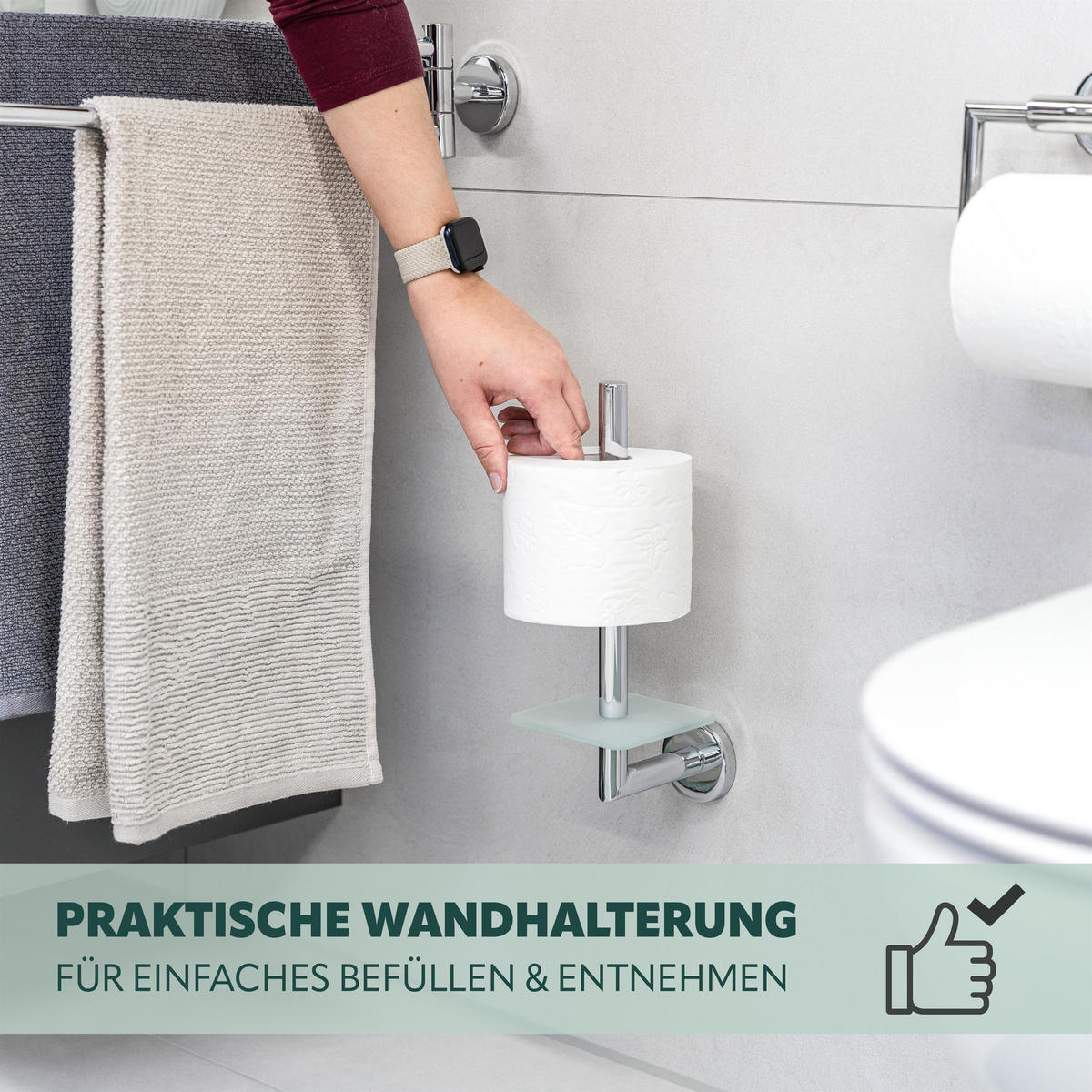 ERSATZ-TOILETTENPAPIERHALTER LUCENTE, Edelstahl verchromt - Chromfarben, Metall (10/29/14cm) - bremermann