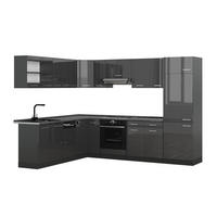 HÖRNKÖK R-Line, Antracit högblank/antracit, 287 x 227 cm, AP Antracit - Antracit/Svart högglans, Träbaserade material (287/206.8/60cm) - Vicco