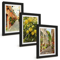 BILDER SET 3er Set - 20x30 cm Schwarzer Rahmen - Straßen mit Zitronenblüten im Hintergrund - Schwarz, Kunststoff (20/30cm) - TULUP