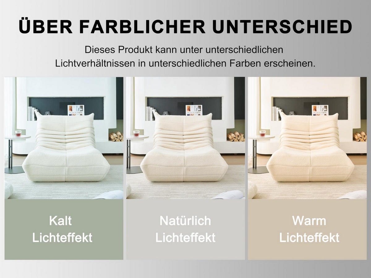 LOUNGESOFA 110/85/79 cm aus Teddy Optik in Beige mit Rückenlehne - Beige, Textil (110/79/85cm) - BEAOK