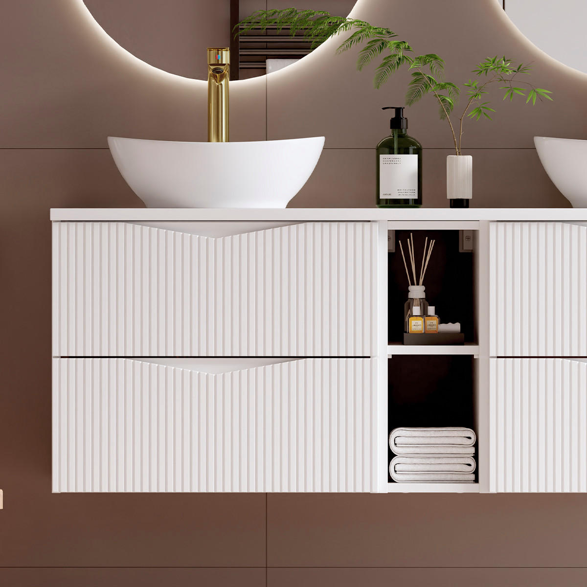 WASCHTISCHUNTERSCHRANK 140.6cm Tao Weiß - Weiß, Holzwerkstoff (140.6/52.2/46.5cm) - Petits-meubles