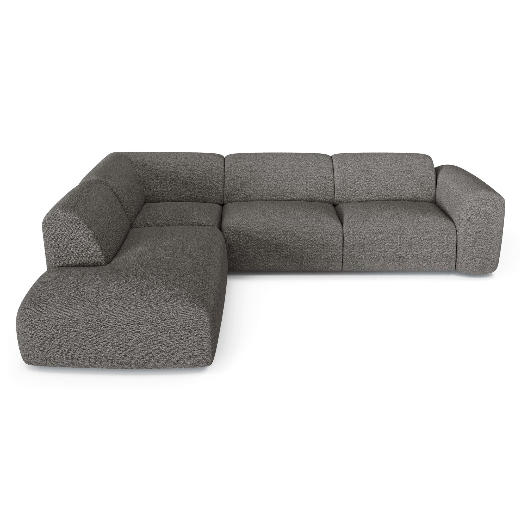 ECKSOFA LINKS Bouclé-Stoff Graphitgrau 269cm - Graphitfarben/Grau, Textil (221/269cm) - Sia Home