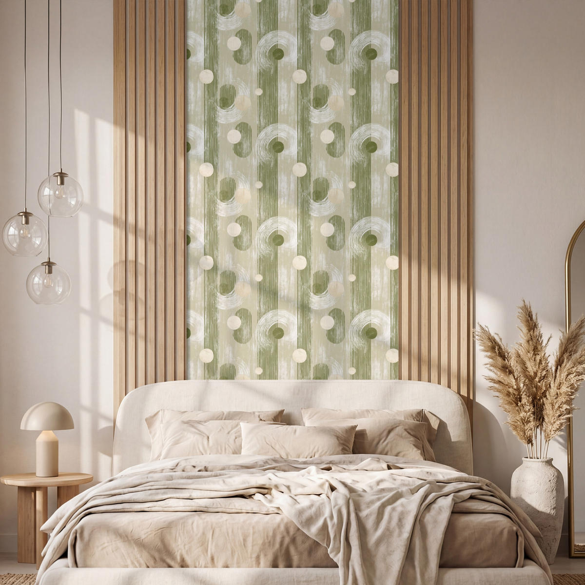 TAPETE - Künstlerisch - Modern - Grün - 100x260 cm - Olivgrün, Papier (100/260cm) - OnlyWow