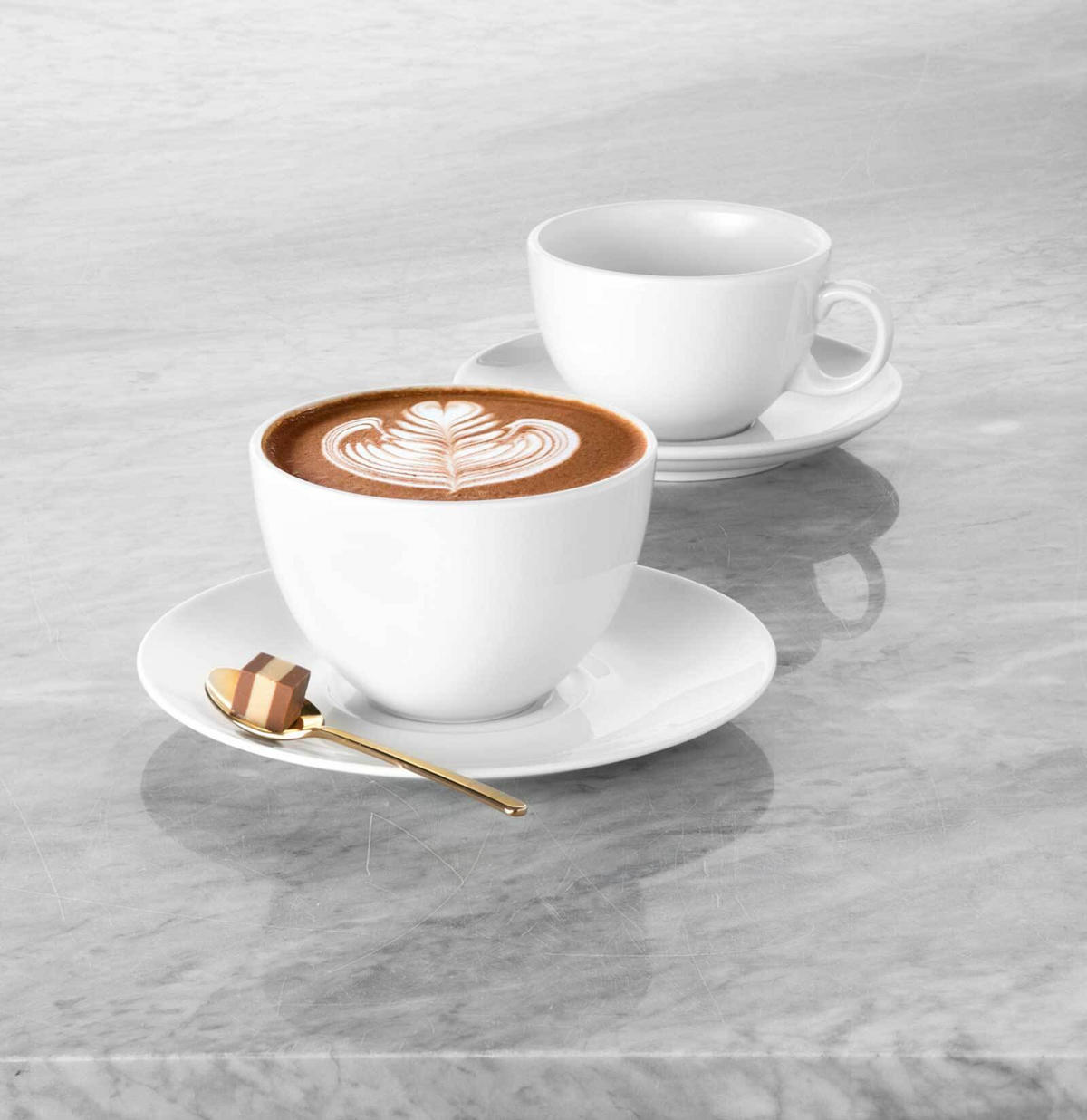 CAPPUCCINOTASSEN MIT UNTERTASSEN VIP. weiß 220 ml 6er Set - Weiß, Keramik (0.22L) - Seltmann Weiden
