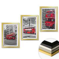 WANDBILDER 3er Set - 20x30 cm Goldrahmen - Rote Busse in London - Goldfarben, Kunststoff (20/30cm) - ArtPrintCave