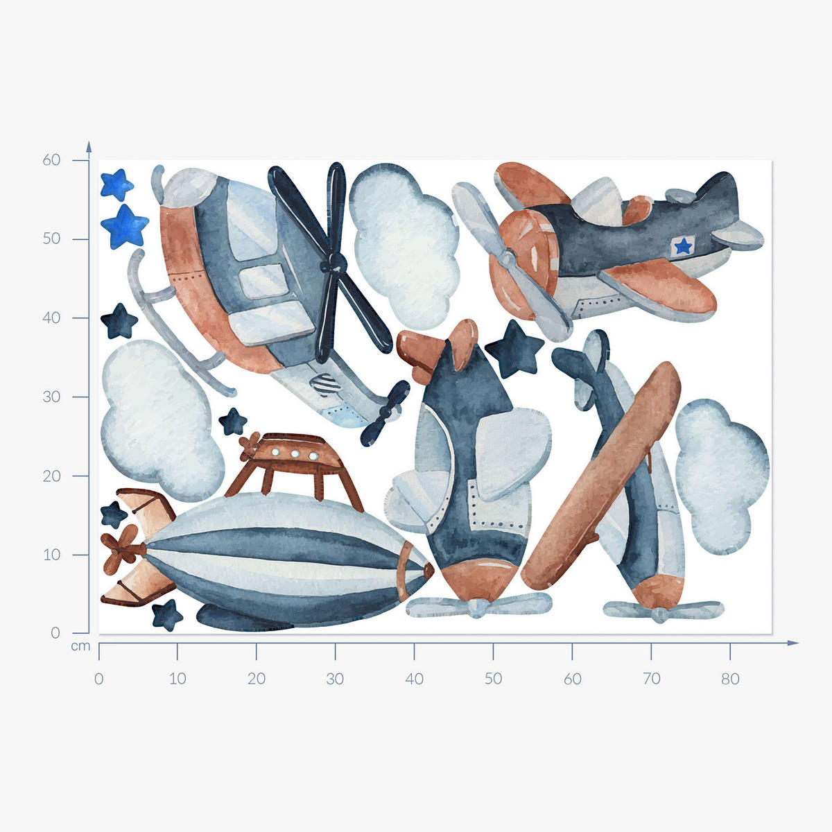 WANDAUFKLEBER 60x85cm - Lufttransport - Multicolor, Kunststoff (60/85/0.1cm) - Wallfluent