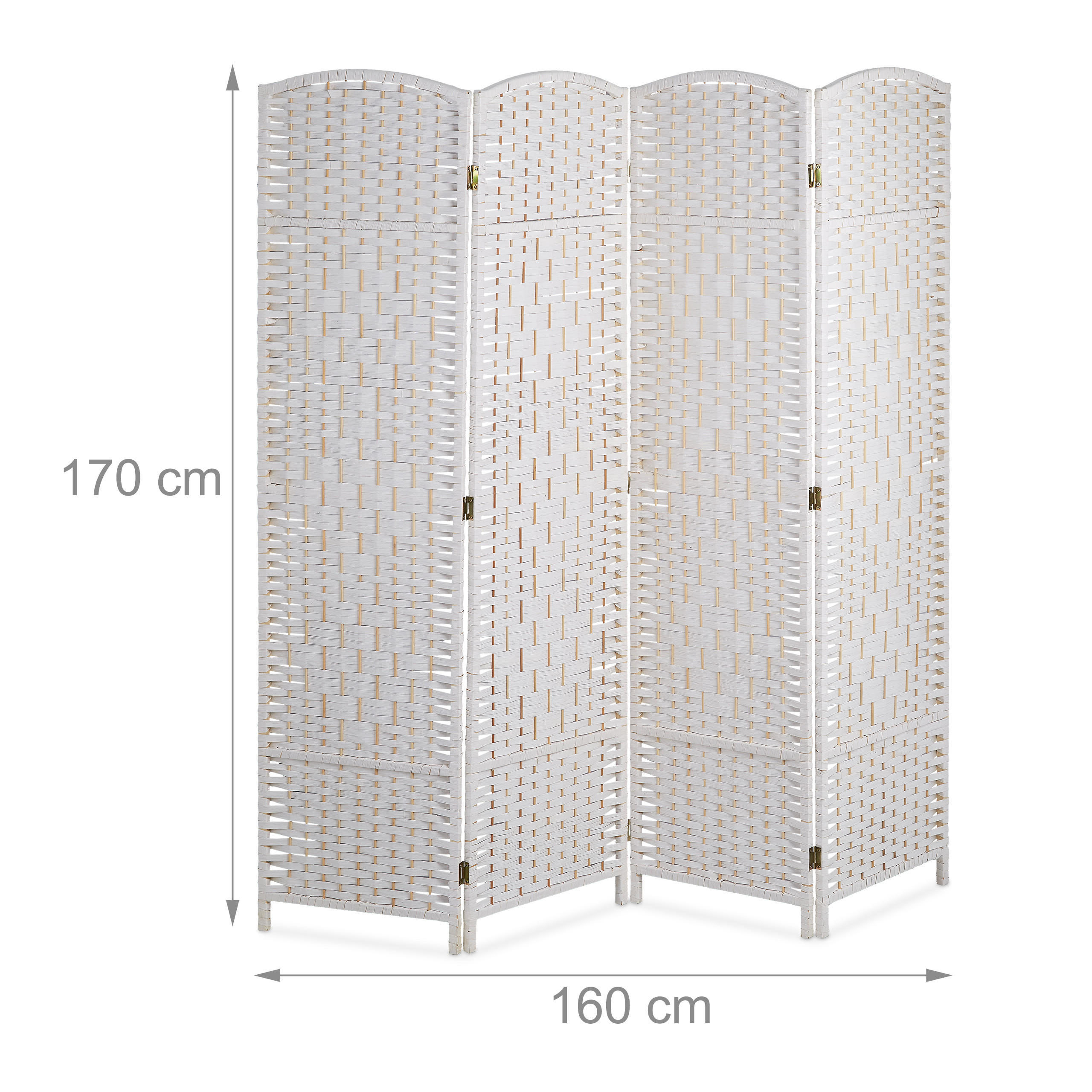 Thumbnail - Relaxdays Paravent, Weiß, Holz, 160x170x2 cm, Wohnzimmer, Raumteiler & Paravents, Raumteiler