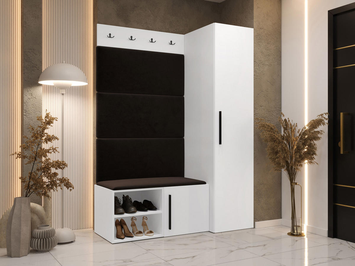 GARDEROBEN-SET Medi II - Schwarz/Braun, Holzwerkstoff/Kunststoff (40/191/50cm) - MIRJAN24