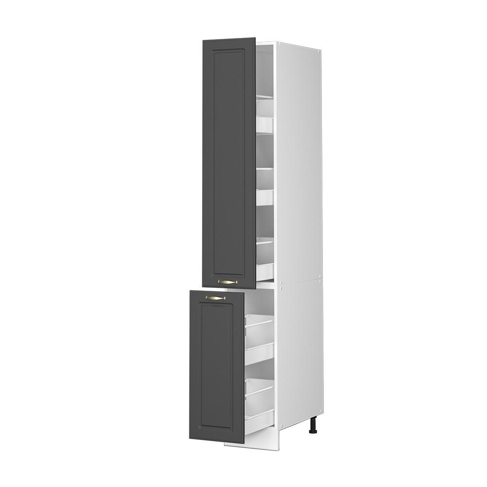 BADSCHRANK Fame-Line Anthrazit-Gold 30 x 206.8 cm - Graphitfarben/Weiß, Holzwerkstoff (30/206.8/58cm) - Vicco