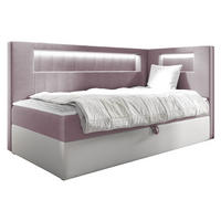 BOXBETT Gold Junior 3, Seite zum Öffnen des Bettkastens: Rechts - H3 - Weiß/Rosa, Holz (80/200cm) - MIRJAN24