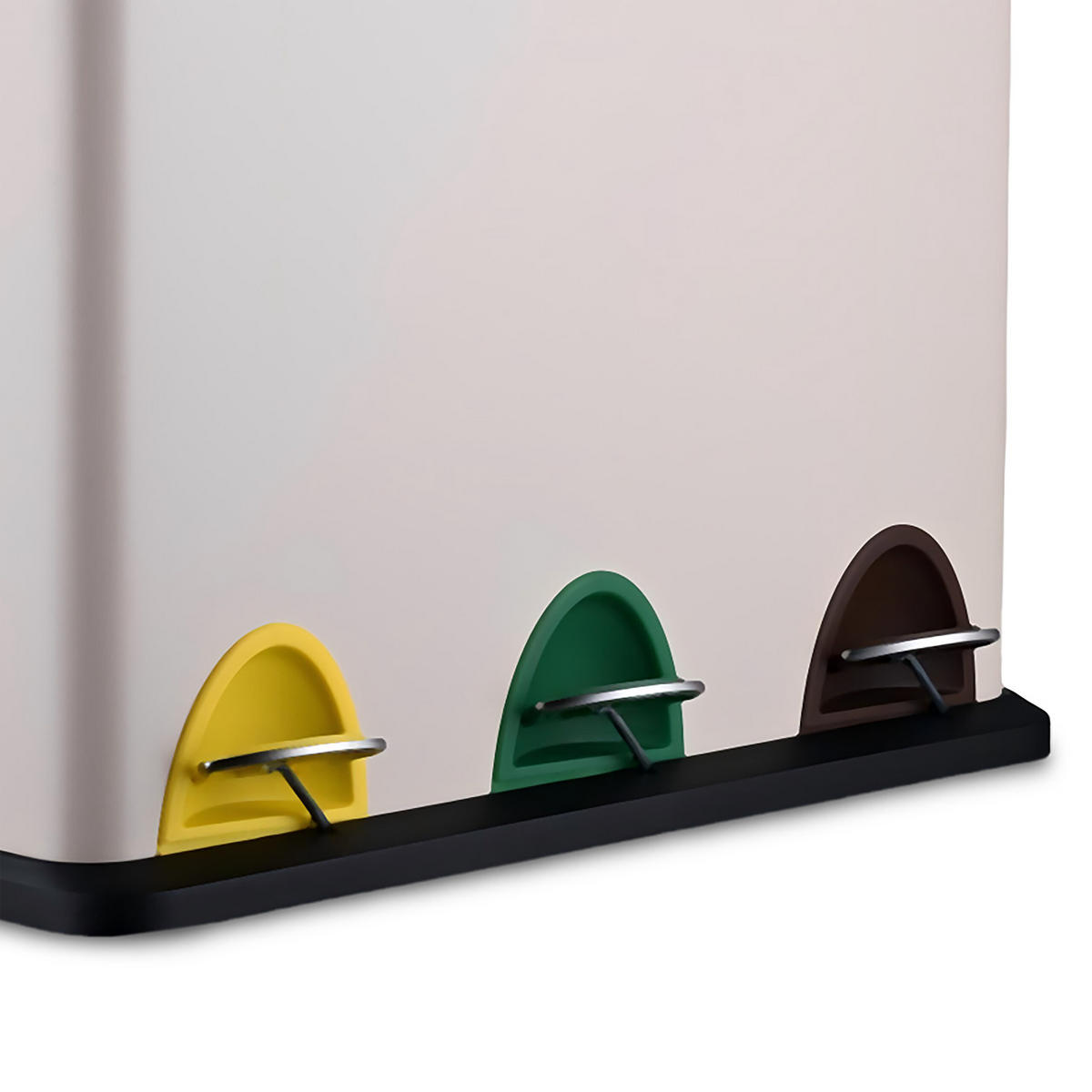 MÜLLEIMER 3x8l - Beige, Kunststoff/Metall (46/39.5/26.5cm) - Relaxdays