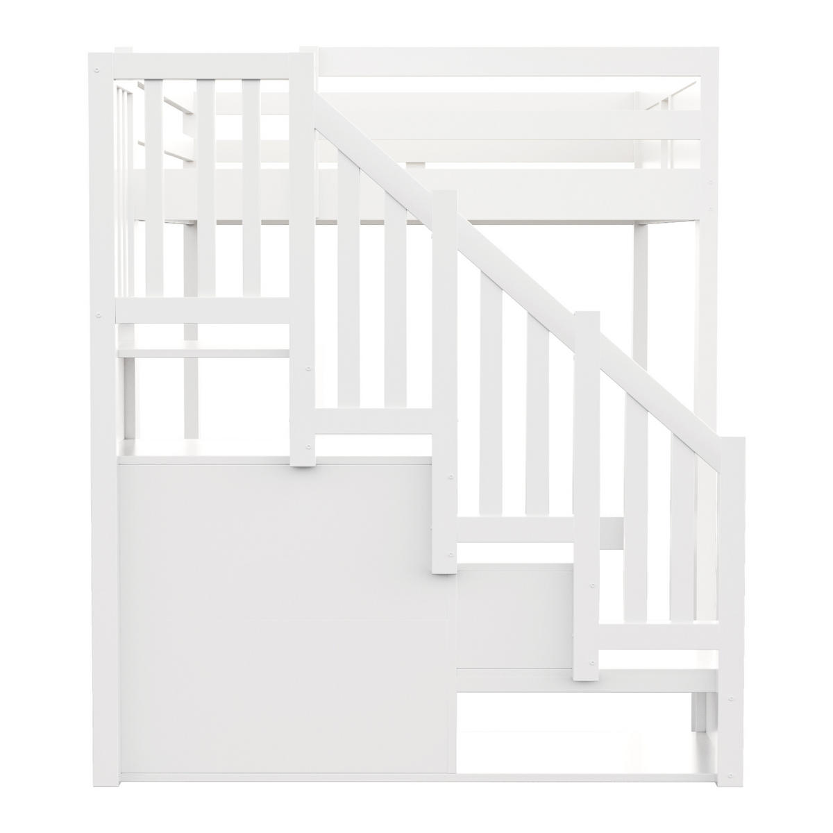 HOCHBETT 140/200 cm mit Stauraumleiter, DE-41580, in Weiß - Weiß, Holzwerkstoff (140/200cm) - ComfortXL