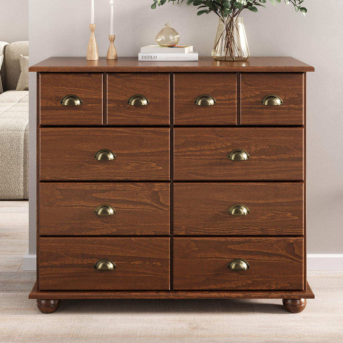 APOTHEKERKOMMODE COLMAR Kastanie - Kastanienfarben, Holz (92/80/39cm) - IDIMEX