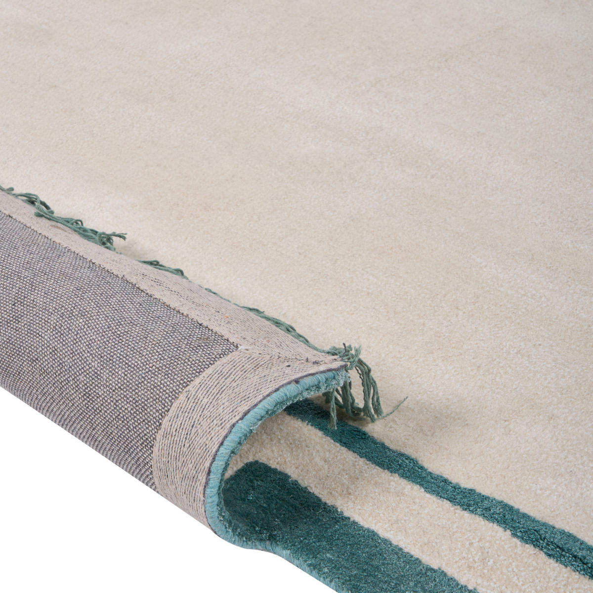 KURZFLOR-TEPPICH Beige 160/230 cm Berwari - Blau/Beige, Textil (160/230cm) - Beliani