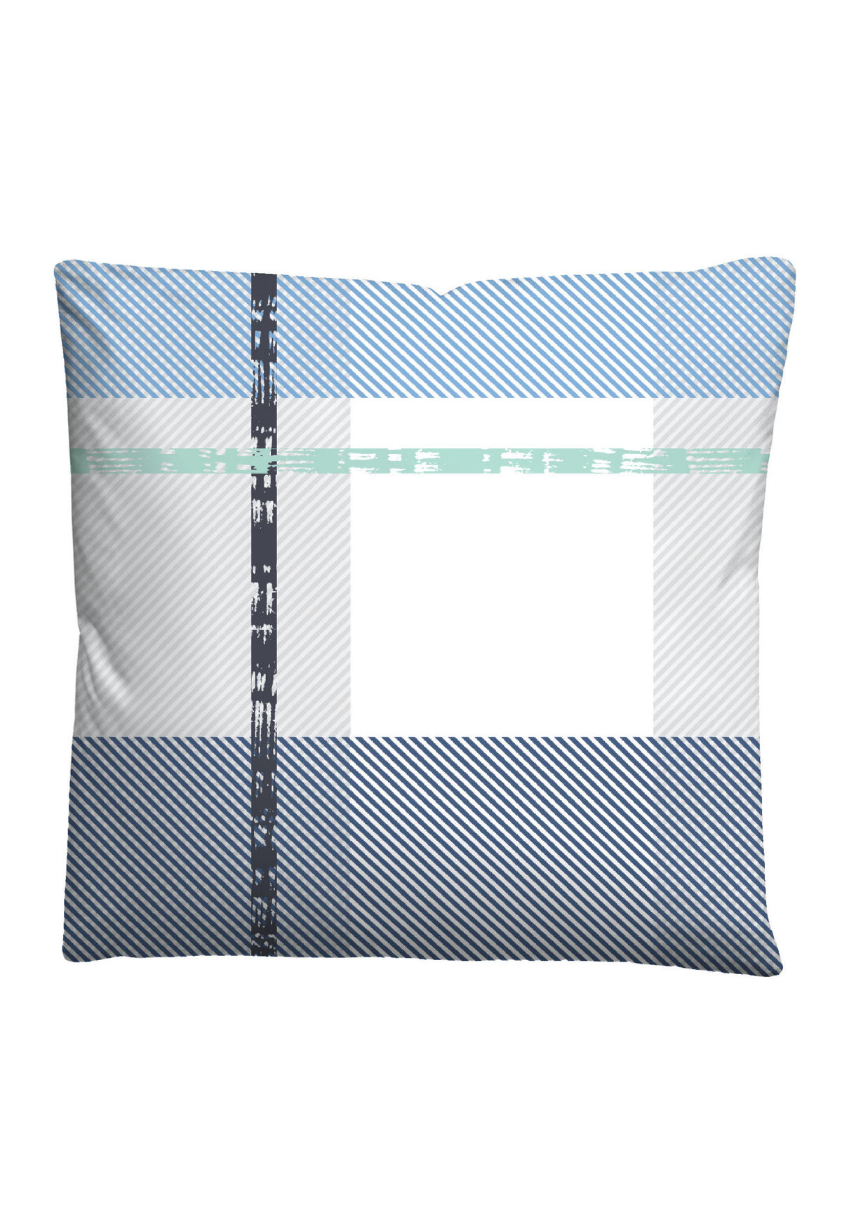 BETTWÄSCHE-GARNITUR Karo eisblau, 135x200 cm + 80x80 cm - Hellblau, Textil (135/200cm) - Castell