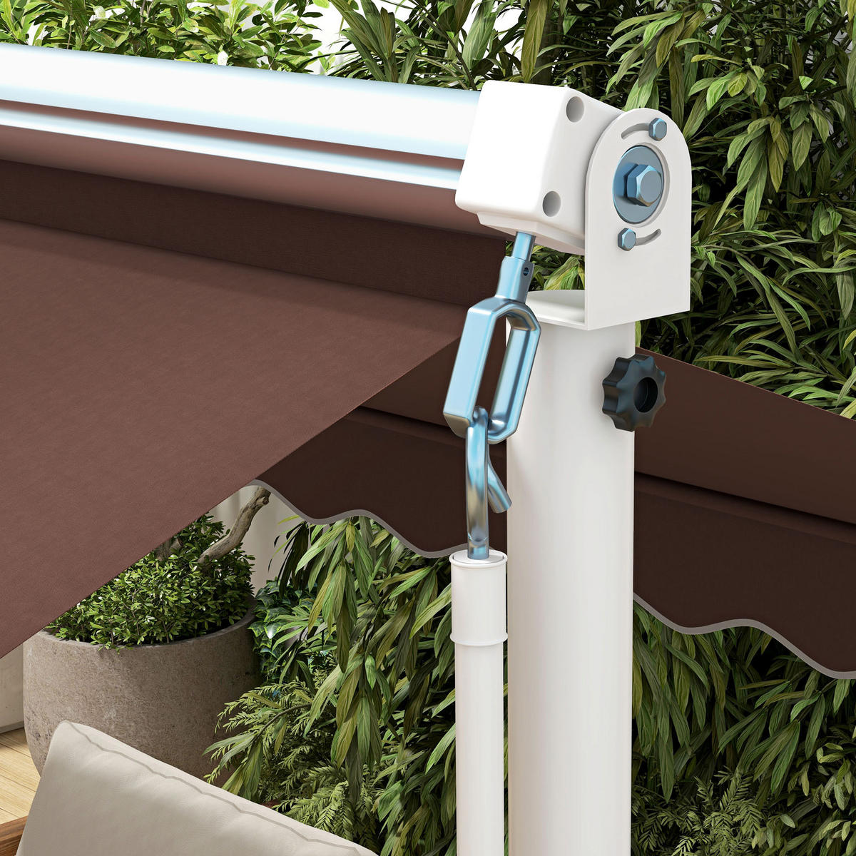 STANDMARKISE Polyester Kaffee - Dunkelbraun, Kunststoff/Metall (340/255/450cm) - Outsunny