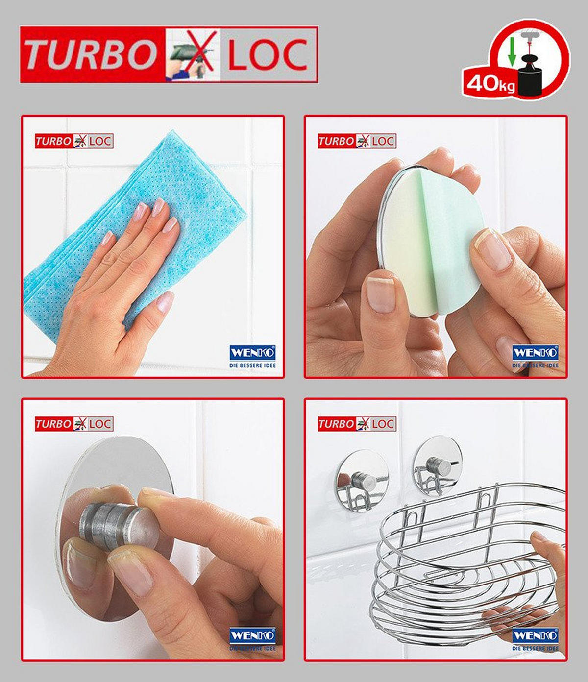 TOILETTENPAPIERHALTER Turbo-Loc - Chromstahl 6/14/9 cm - Silberfarben, Metall (14/9/6cm) - Wenko